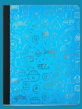 Pen+Gear Silver Sushi Foil Blue Wide Ruled Poly Composition Book NEW